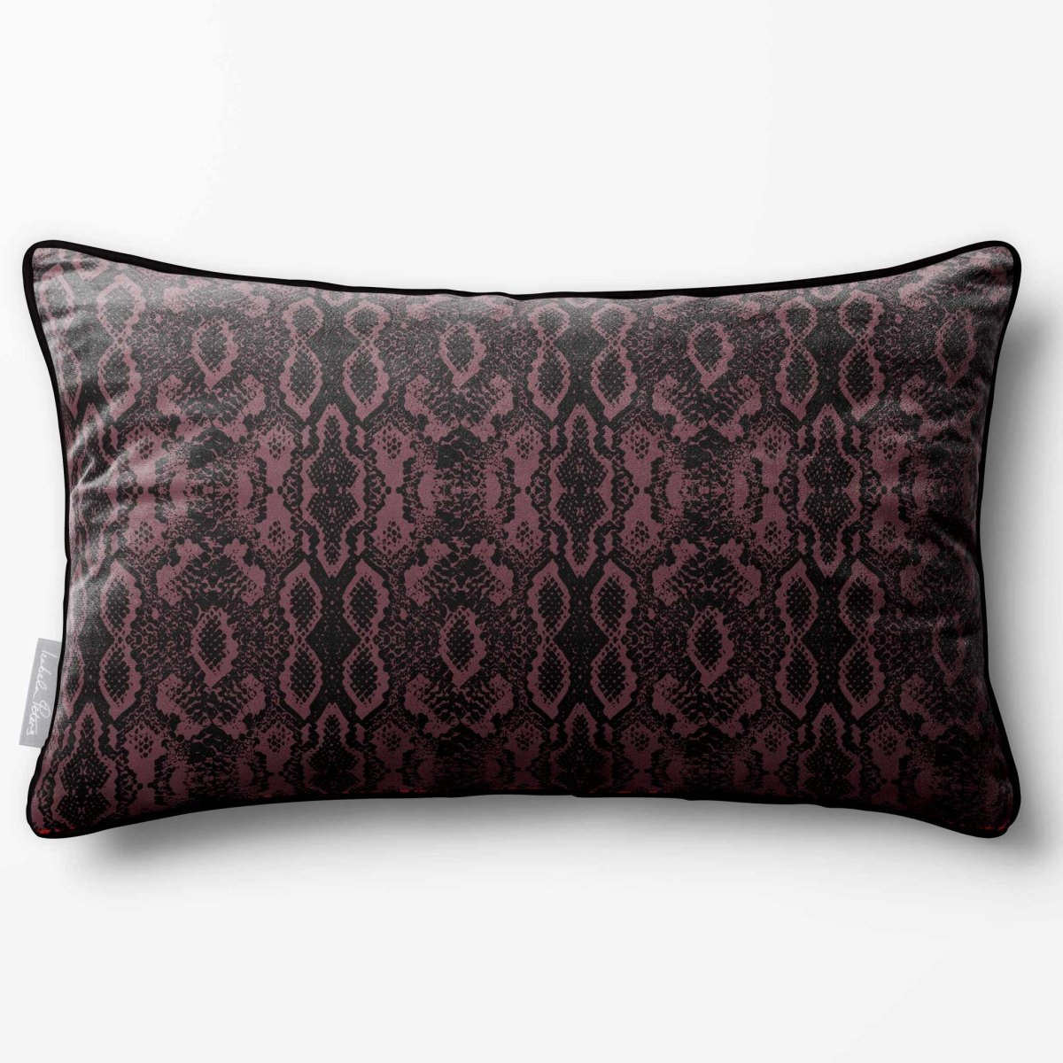 Exotic Snake | Sustainable Velvet Rectangle Cushion - Italian Grape 50 x 30 cm Piped by Izabela Peters