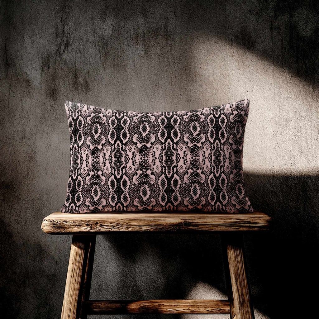 Exotic Snake | Sustainable Velvet Rectangle Cushion - Rosewater 50 x 30 cm Standard by Izabela Peters
