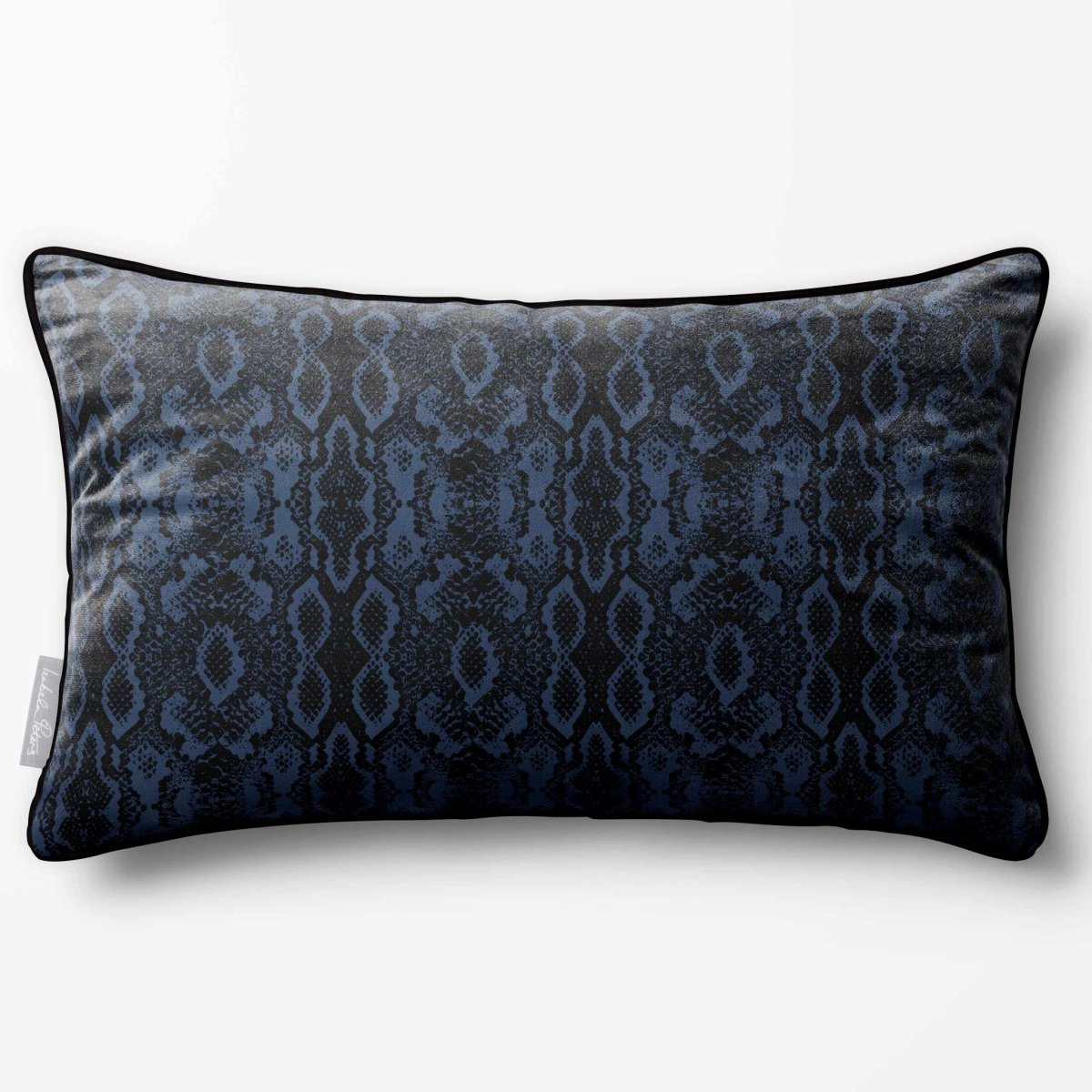Exotic Snake | Sustainable Velvet Rectangle Cushion - Petrol Blue 50 x 30 cm Piped by Izabela Peters
