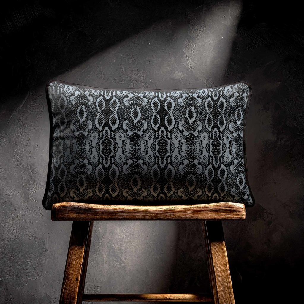 Exotic Snake | Sustainable Velvet Rectangle Cushion - French Grey 50 x 30 cm Piped by Izabela Peters