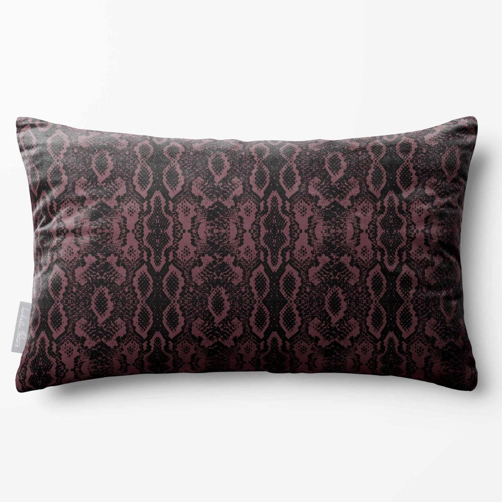 Exotic Snake | Sustainable Velvet Rectangle Cushion - Italian Grape 50 x 30 cm Standard by Izabela Peters