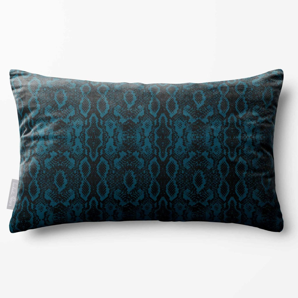 Exotic Snake | Sustainable Velvet Rectangle Cushion - Teal 50 x 30 cm Standard by Izabela Peters