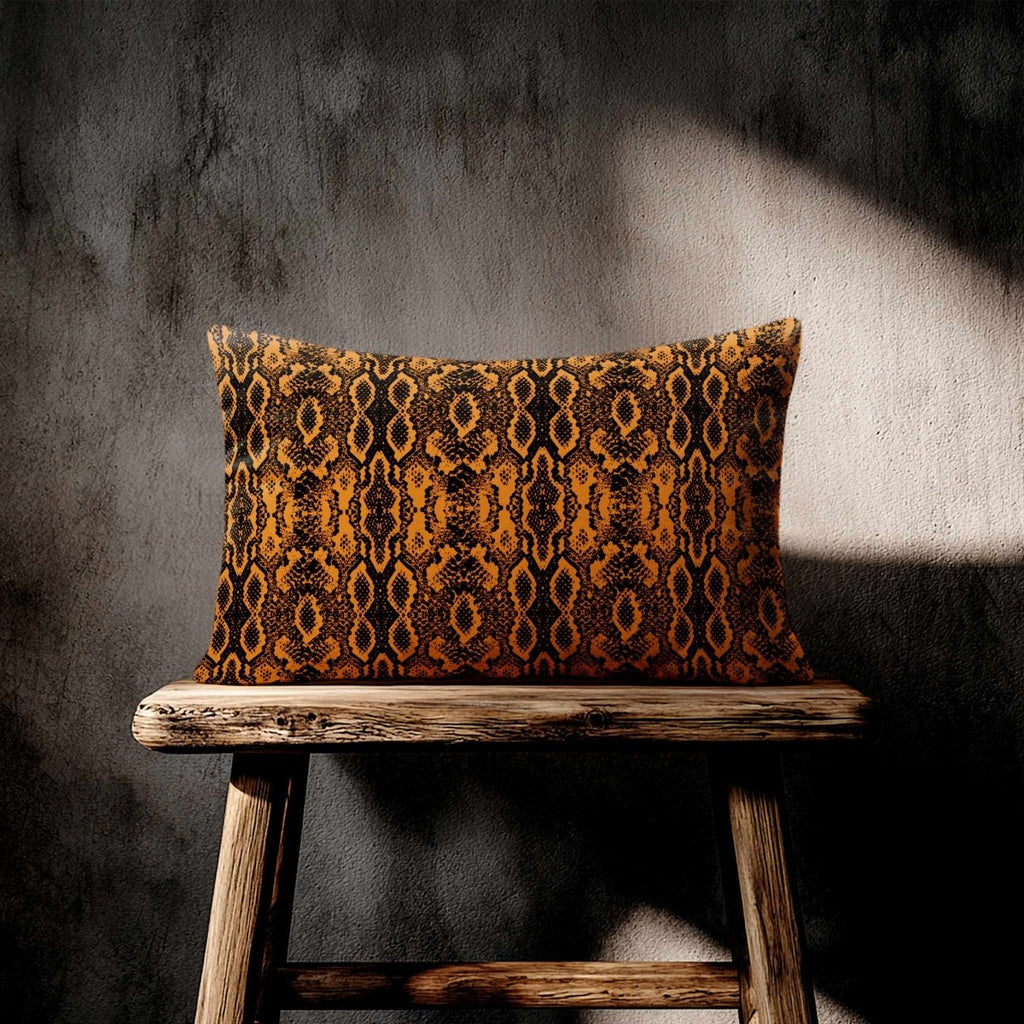 Exotic Snake | Sustainable Velvet Rectangle Cushion - Orange 50 x 30 cm Standard by Izabela Peters