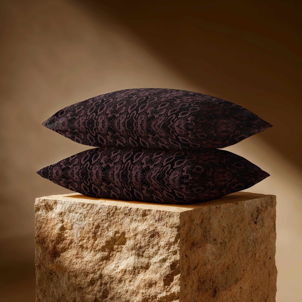 Exotic Snake | Sustainable Velvet Rectangle Cushion - Italian Grape 50 x 30 cm Standard by Izabela Peters