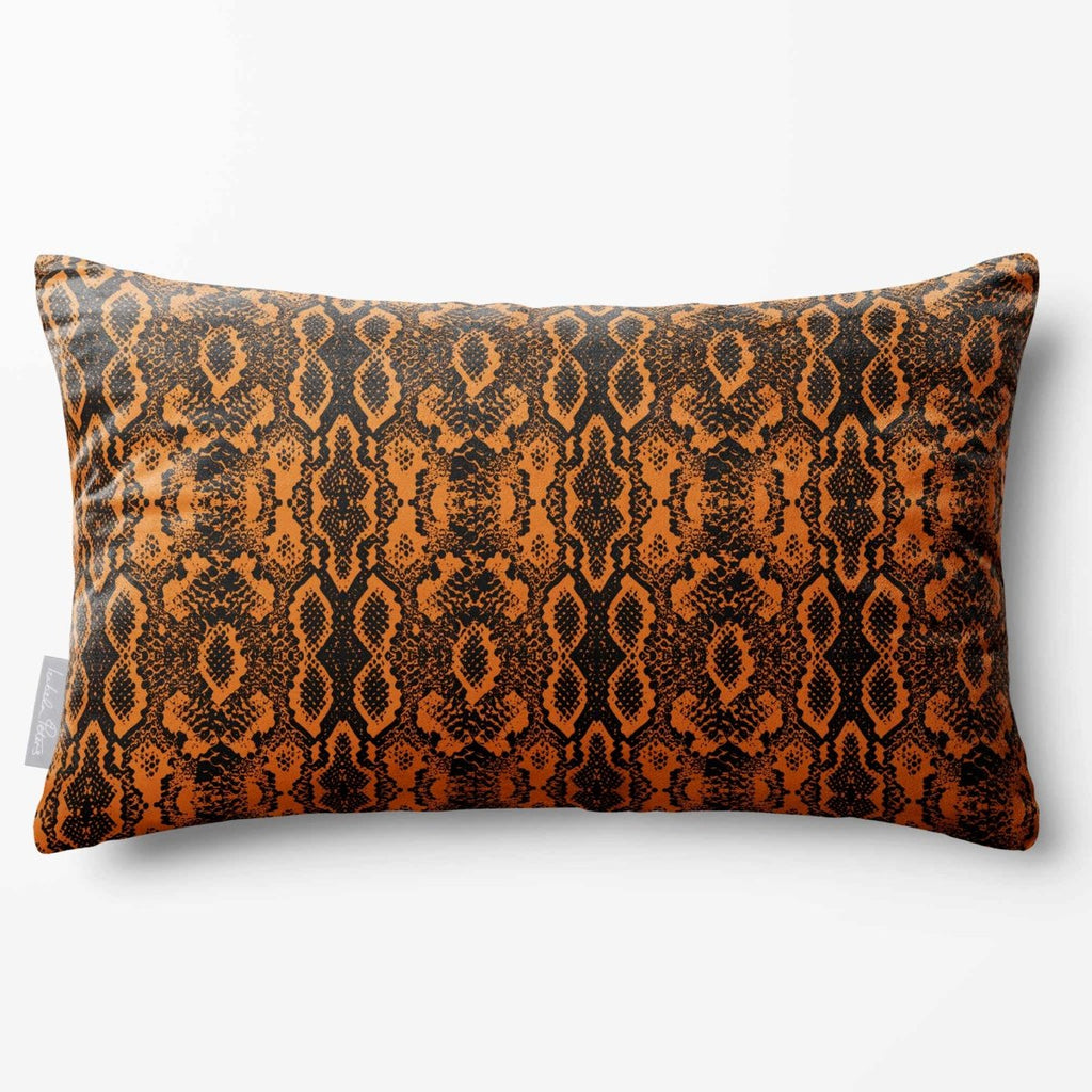 Exotic Snake | Sustainable Velvet Rectangle Cushion - Orange 50 x 30 cm Standard by Izabela Peters