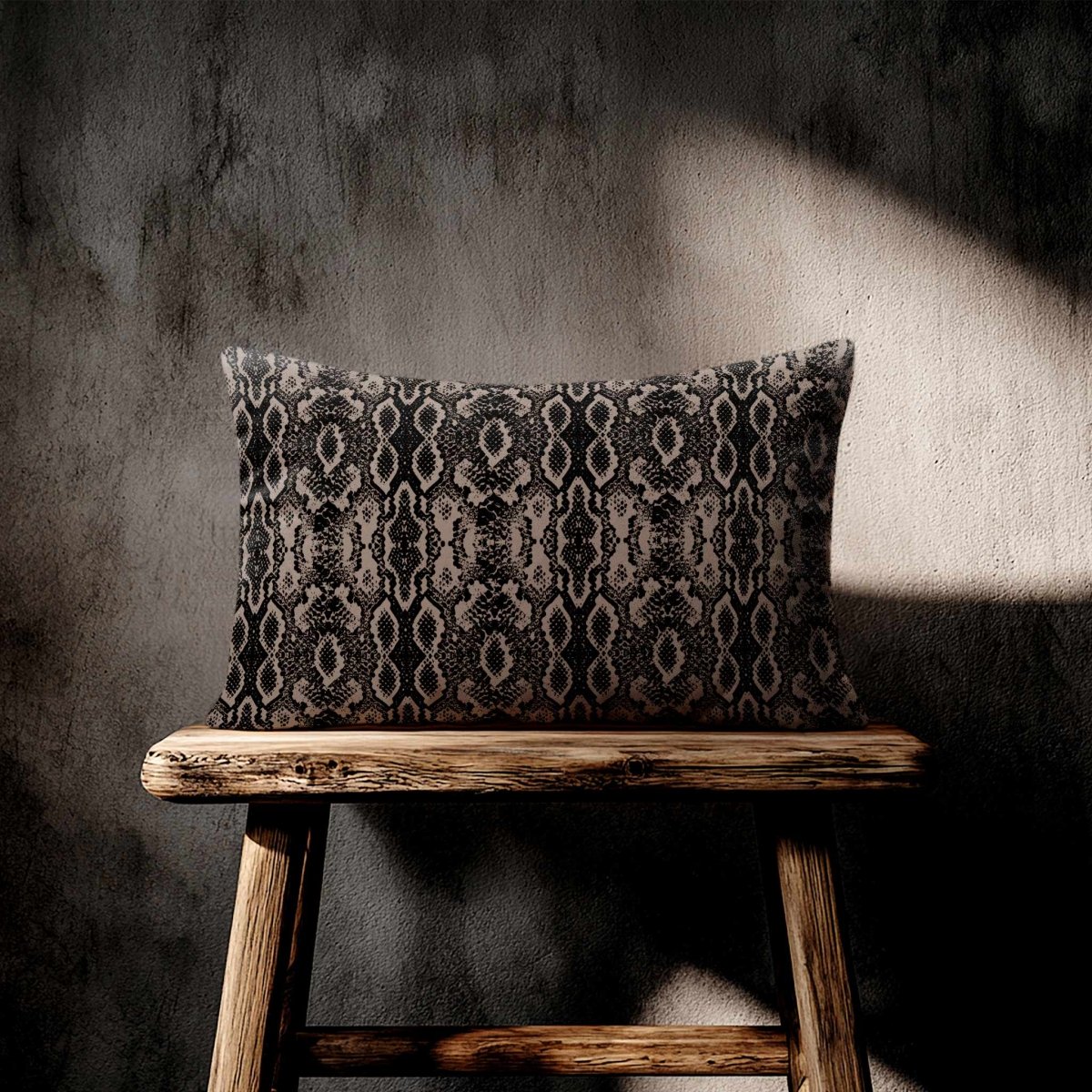 Exotic Snake | Sustainable Velvet Rectangle Cushion - Dovedale Stone 50 x 30 cm Standard by Izabela Peters