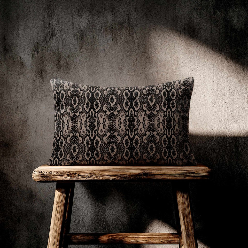 Exotic Snake | Sustainable Velvet Rectangle Cushion - Dovedale Stone 50 x 30 cm Standard by Izabela Peters