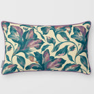 Fiora Floral Ink Blue & Lilac linen-look 50 × 30 cm rectangular cushion, piped, front view.