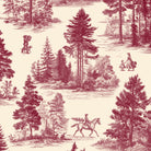 Fir Forest Toile Christmas napkin print in burgundy on ivory