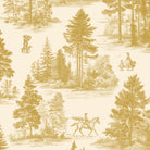 Fir Forest Toile Christmas napkin print in gold on ivory