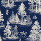 Fir Forest Toile Christmas napkin print in ivory on navy