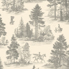 Fir Forest Toile Christmas napkin print in silver grey on ivory