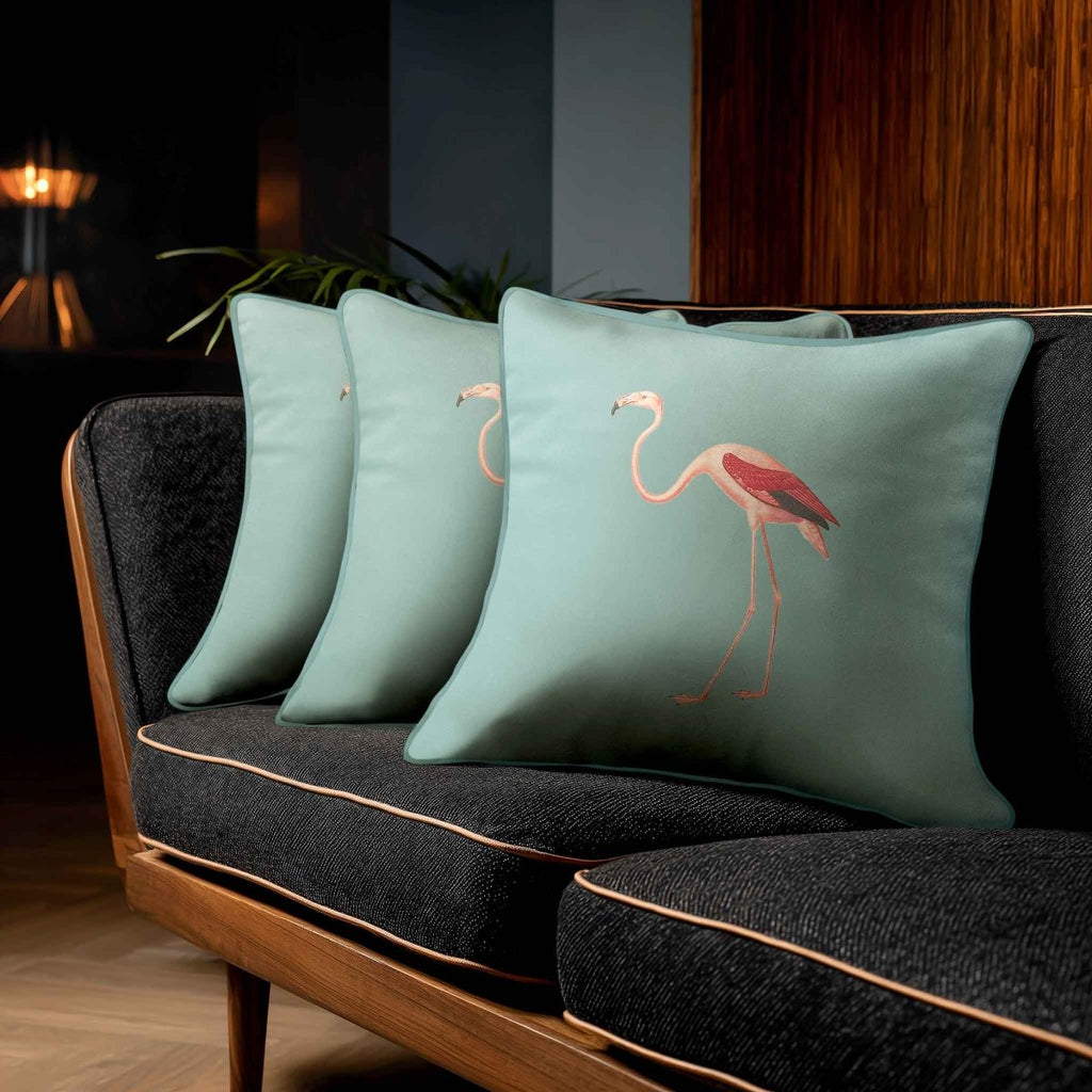 Flamingo | Sustainable Velvet Cushion - Blue Surf 40 x 40 cm Standard by Izabela Peters