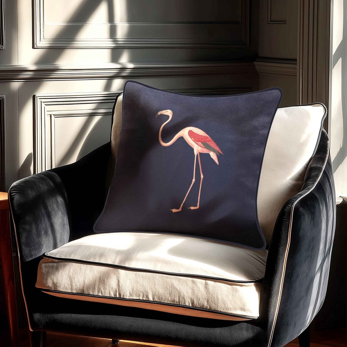 Flamingo | Sustainable Velvet Cushion - Graphite 40 x 40 cm Standard by Izabela Peters