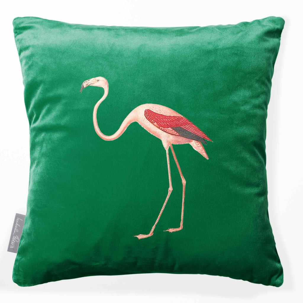Flamingo | Sustainable Velvet Cushion - Emerald Green 40 x 40 cm Smooth by Izabela Peters