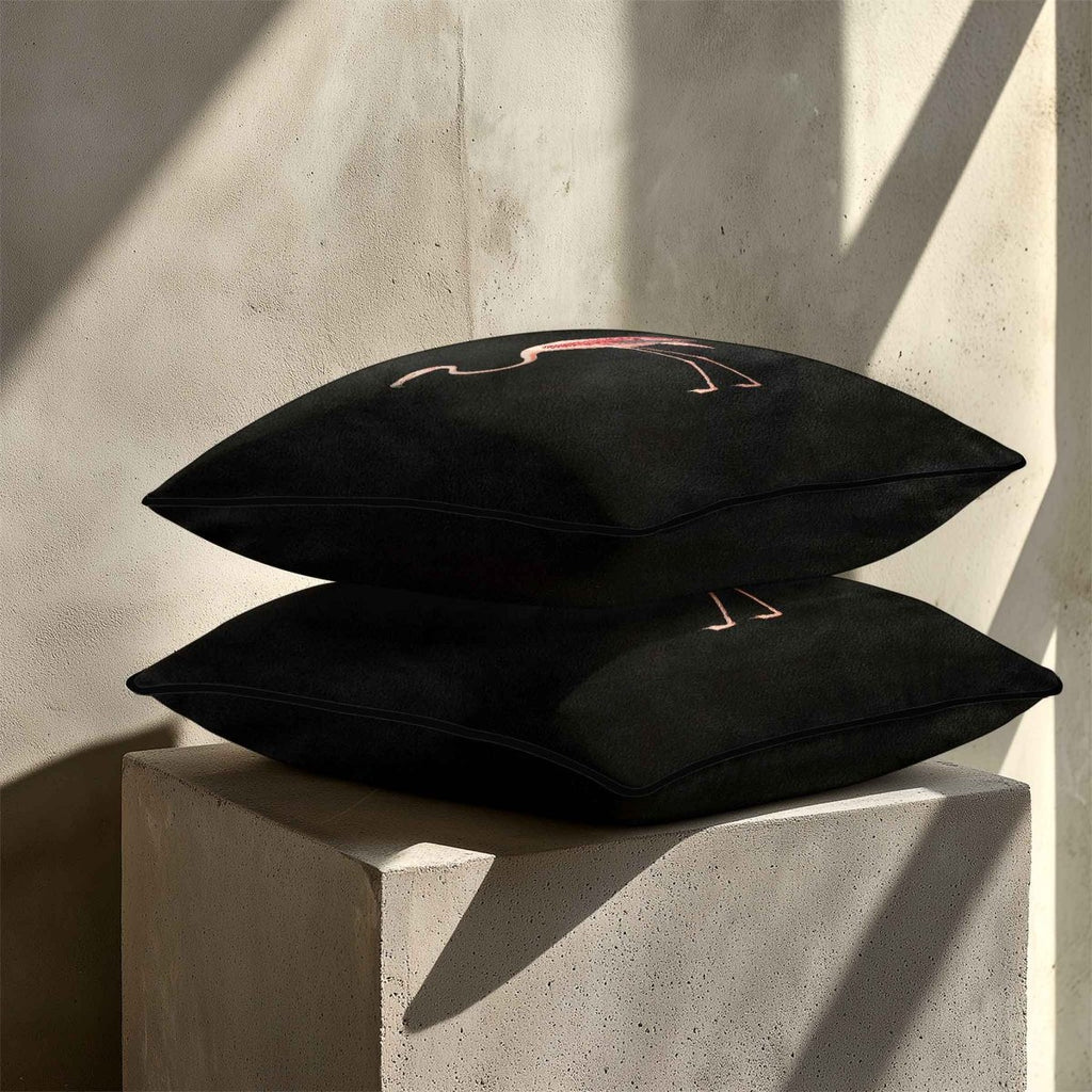 Flamingo | Sustainable Velvet Cushion - Charcoal 40 x 40 cm Piped by Izabela Peters