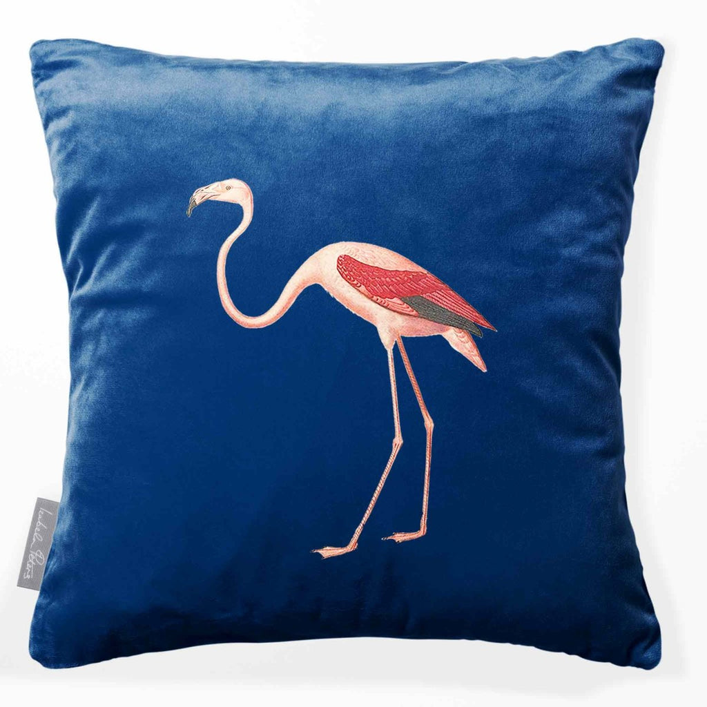 Flamingo | Sustainable Velvet Cushion - Estate Blue 40 x 40 cm Smooth by Izabela Peters