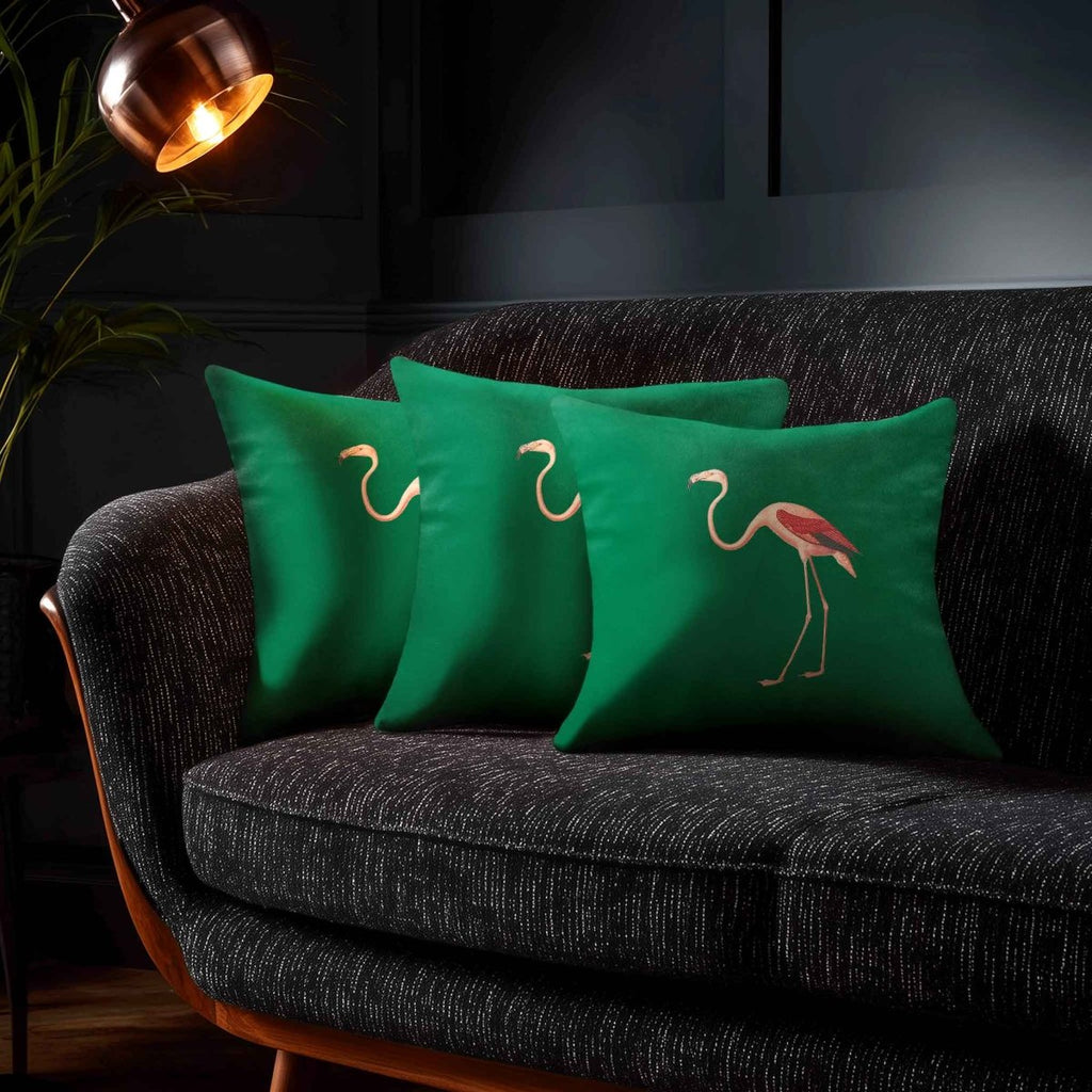 Flamingo | Sustainable Velvet Cushion - Emerald Green 40 x 40 cm Standard by Izabela Peters