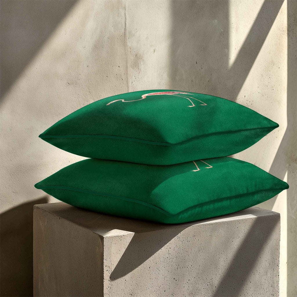 Flamingo | Sustainable Velvet Cushion - Emerald Green 40 x 40 cm Standard by Izabela Peters