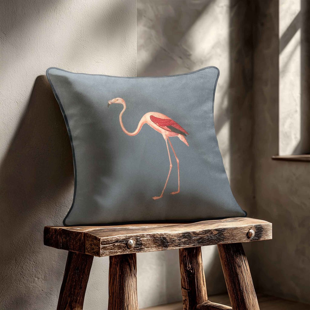 Flamingo | Sustainable Velvet Cushion - French Grey 40 x 40 cm Standard by Izabela Peters