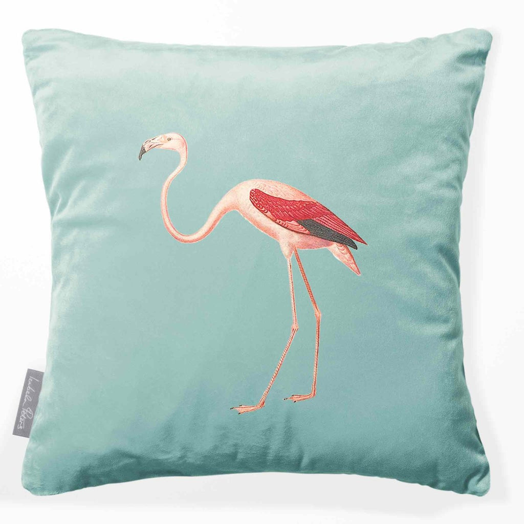 Flamingo | Sustainable Velvet Cushion - Blue Surf 40 x 40 cm Smooth by Izabela Peters