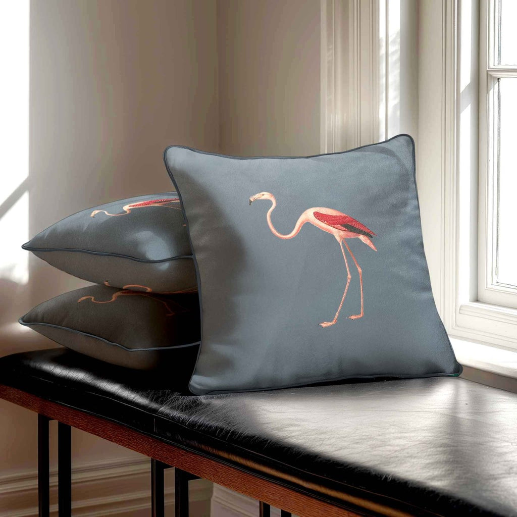 Flamingo | Sustainable Velvet Cushion - French Grey 40 x 40 cm Standard by Izabela Peters
