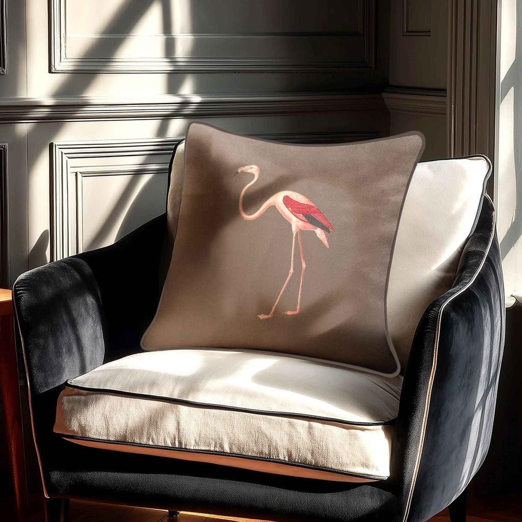 Flamingo | Sustainable Velvet Cushion - Dovedale Stone 40 x 40 cm Standard by Izabela Peters