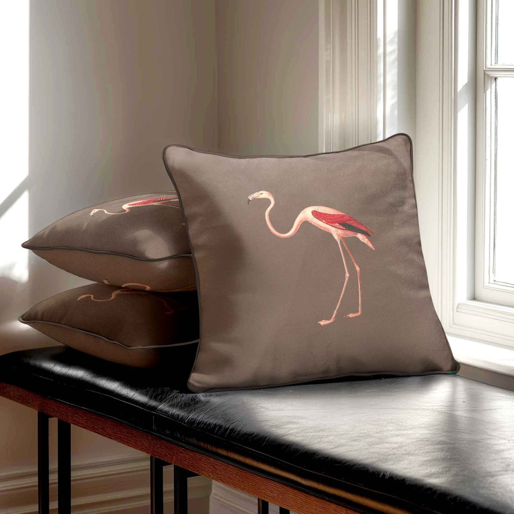 Flamingo | Sustainable Velvet Cushion - Dovedale Stone 40 x 40 cm Standard by Izabela Peters