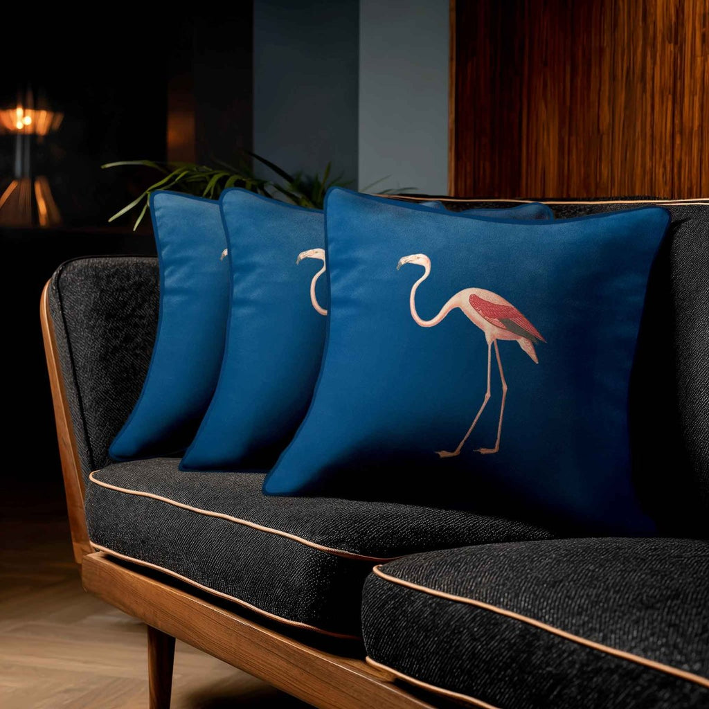 Flamingo | Sustainable Velvet Cushion - Estate Blue 40 x 40 cm Standard by Izabela Peters