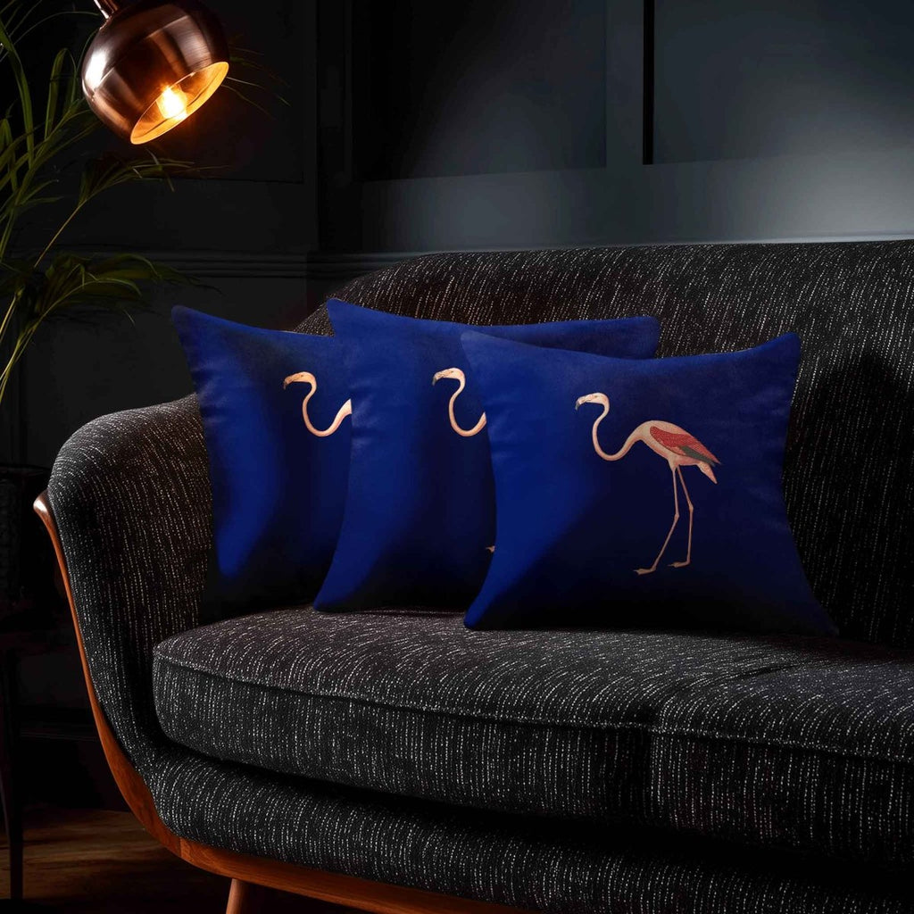 Flamingo | Sustainable Velvet Cushion - Midnight 40 x 40 cm Standard by Izabela Peters