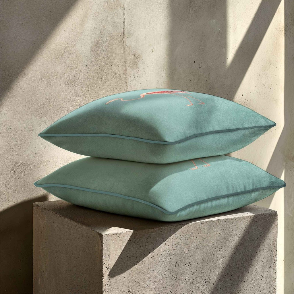Flamingo | Sustainable Velvet Cushion - Blue Surf 40 x 40 cm Standard by Izabela Peters
