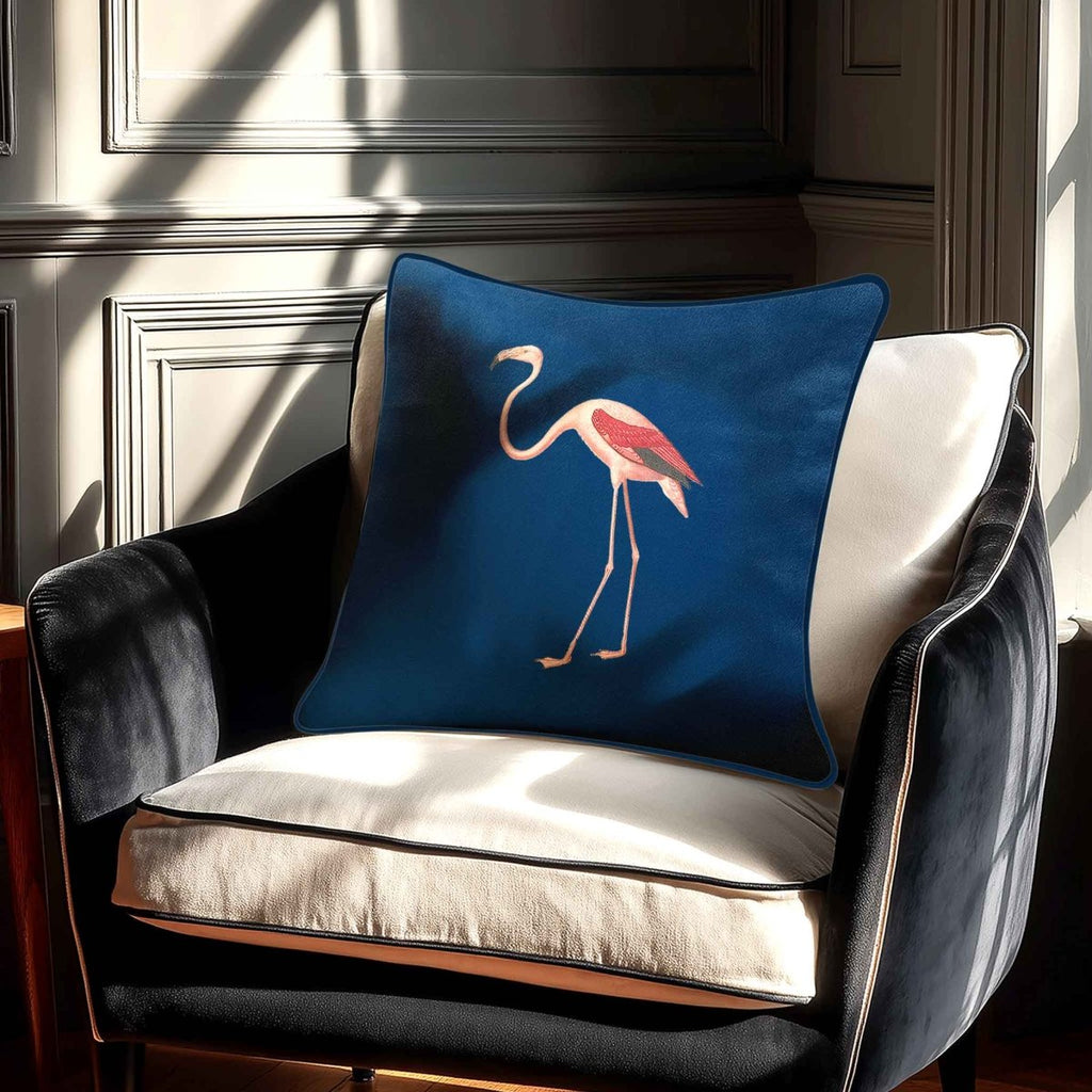 Flamingo | Sustainable Velvet Cushion - Estate Blue 40 x 40 cm Standard by Izabela Peters