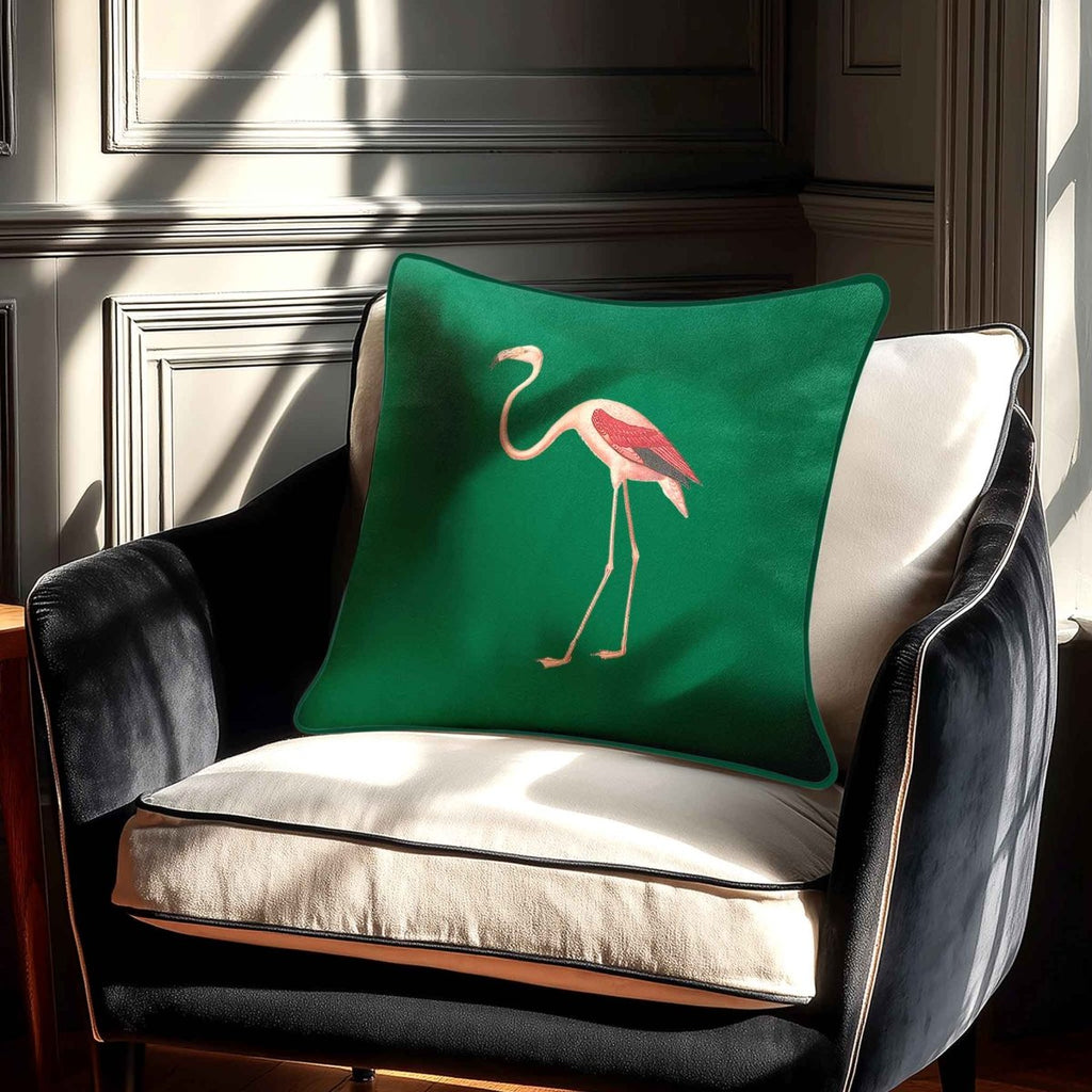 Flamingo | Sustainable Velvet Cushion - Emerald Green 40 x 40 cm Standard by Izabela Peters