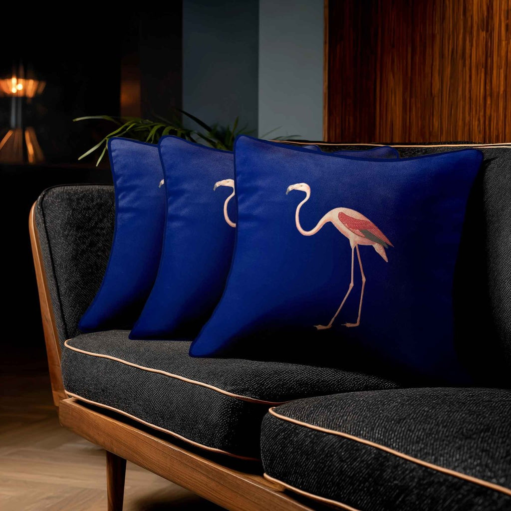 Flamingo | Sustainable Velvet Cushion - Midnight 40 x 40 cm Standard by Izabela Peters