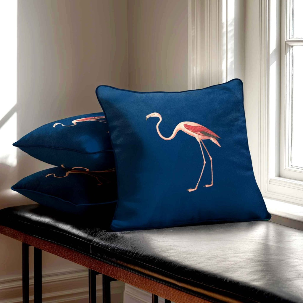 Flamingo | Sustainable Velvet Cushion - Estate Blue 40 x 40 cm Standard by Izabela Peters