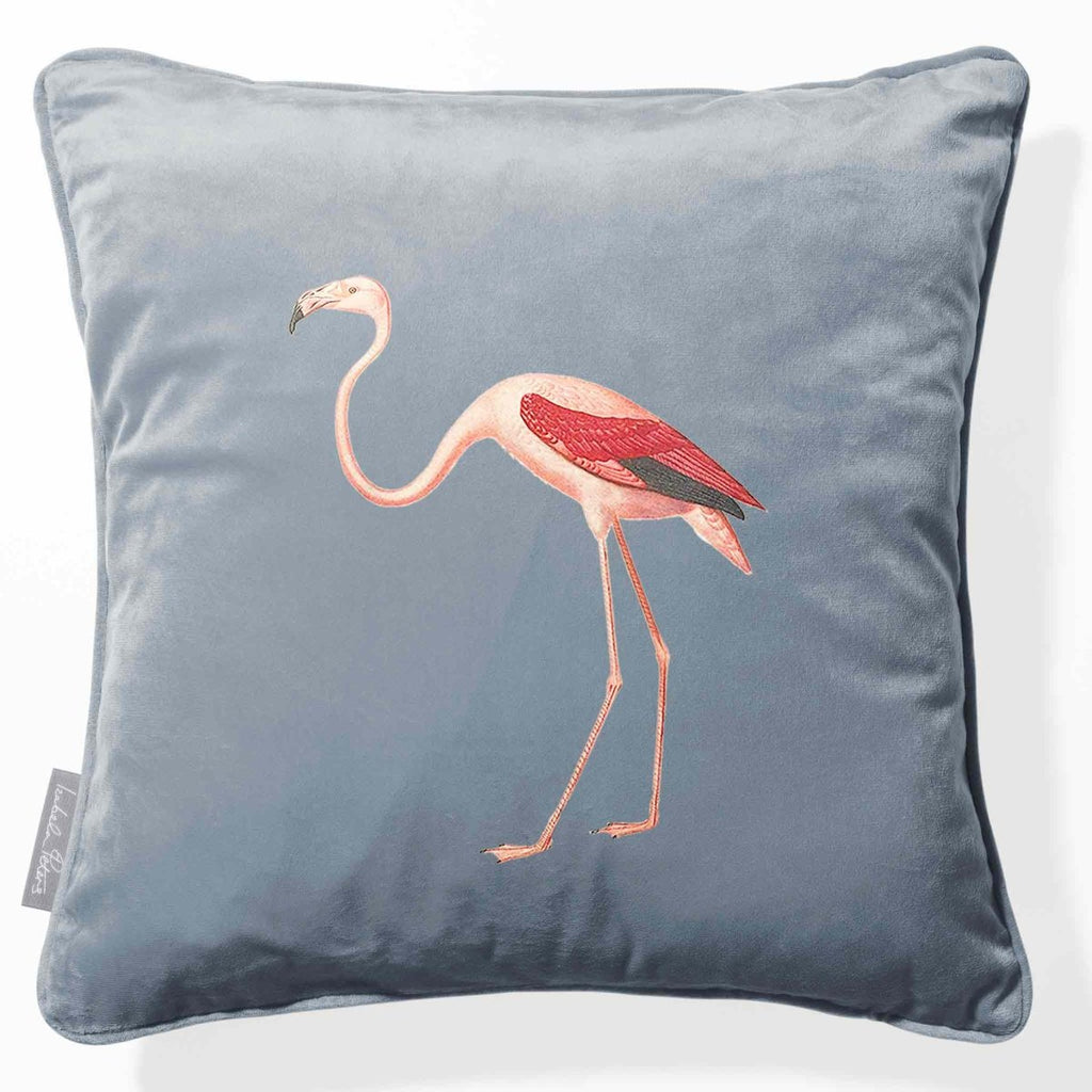 Flamingo | Sustainable Velvet Cushion - French Grey 40 x 40 cm Piped by Izabela Peters