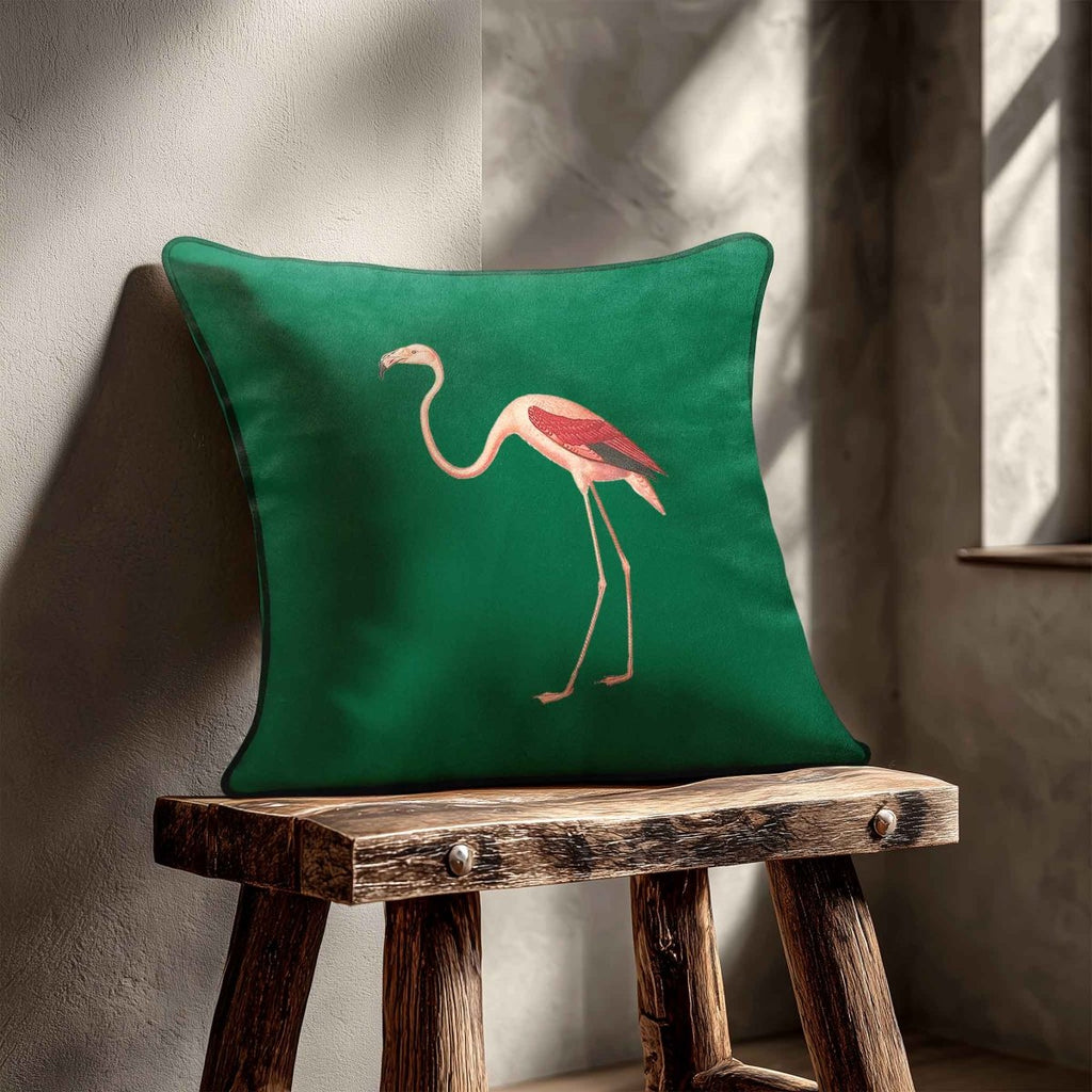 Flamingo | Sustainable Velvet Cushion - Emerald Green 40 x 40 cm Standard by Izabela Peters