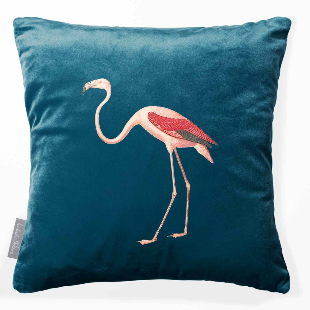 Flamingo | Sustainable Velvet Cushion - Teal 40 x 40 cm Smooth by Izabela Peters