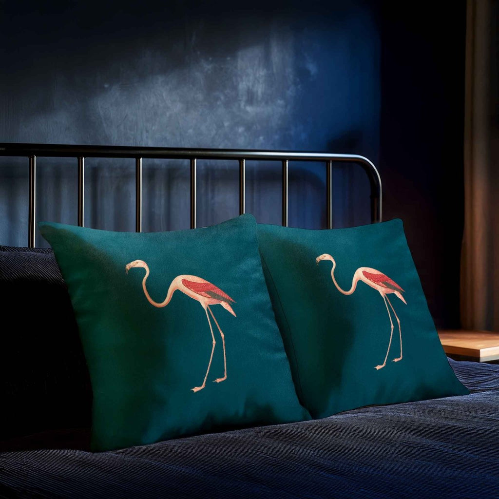 Flamingo | Sustainable Velvet Cushion - Teal 40 x 40 cm Standard by Izabela Peters