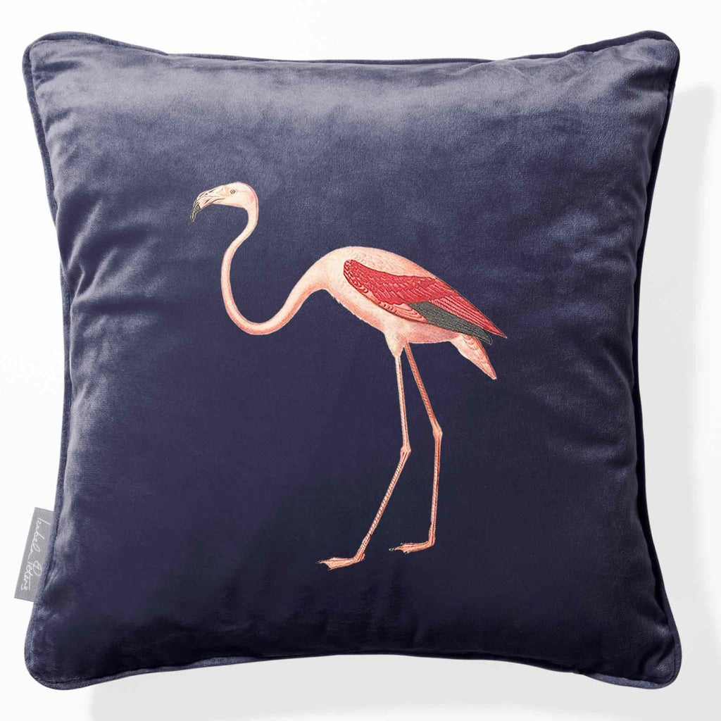 Flamingo | Sustainable Velvet Cushion - Graphite 40 x 40 cm Piped by Izabela Peters