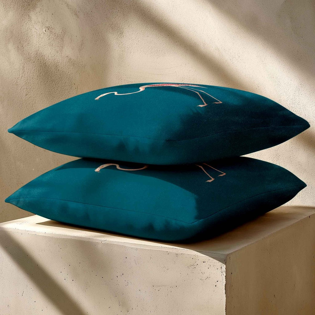 Flamingo | Sustainable Velvet Cushion - Teal 40 x 40 cm Standard by Izabela Peters