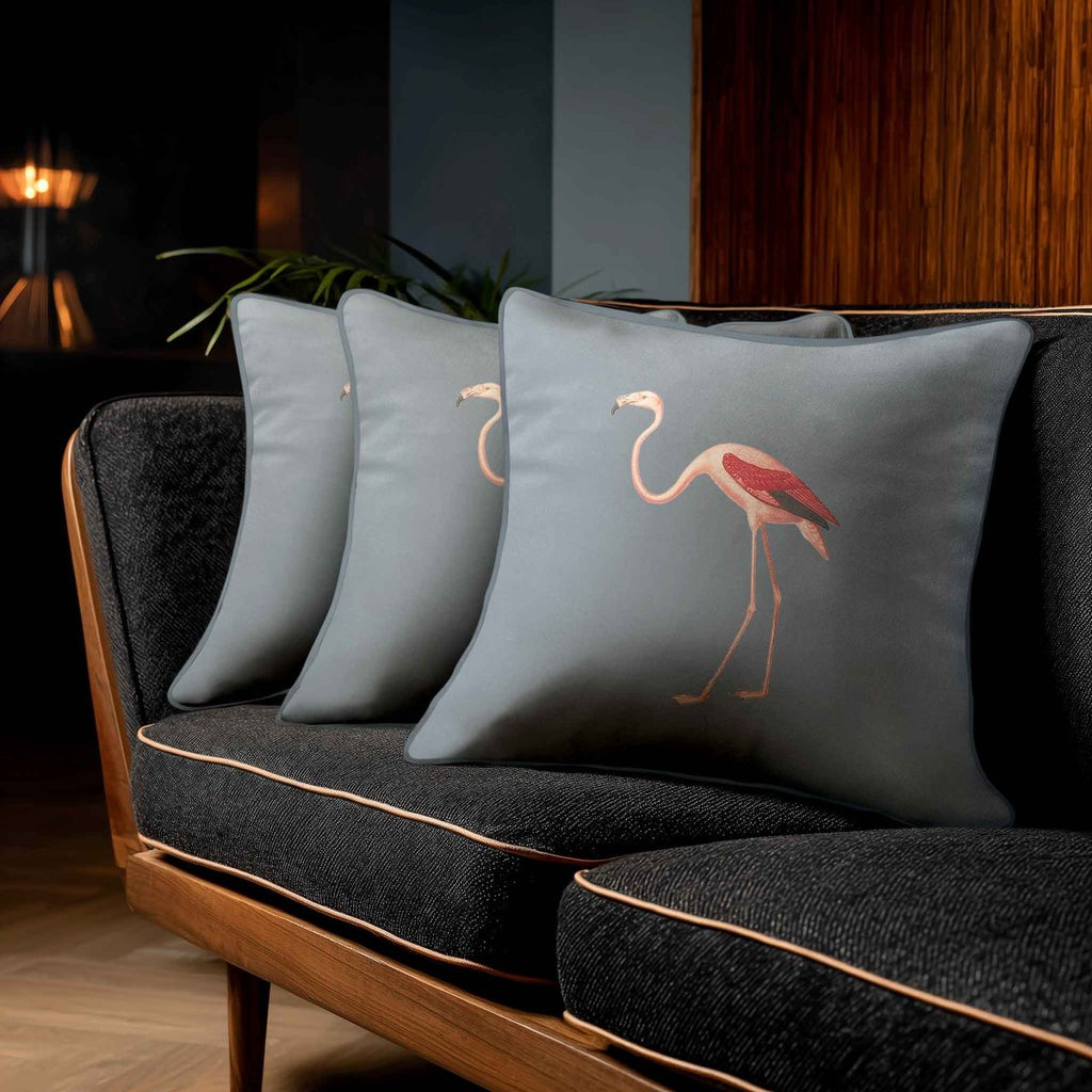 Flamingo | Sustainable Velvet Cushion - French Grey 40 x 40 cm Standard by Izabela Peters