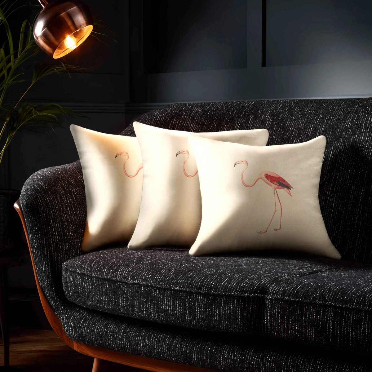 Flamingo | Sustainable Velvet Cushion - Ivory Cream 40 x 40 cm Piped by Izabela Peters