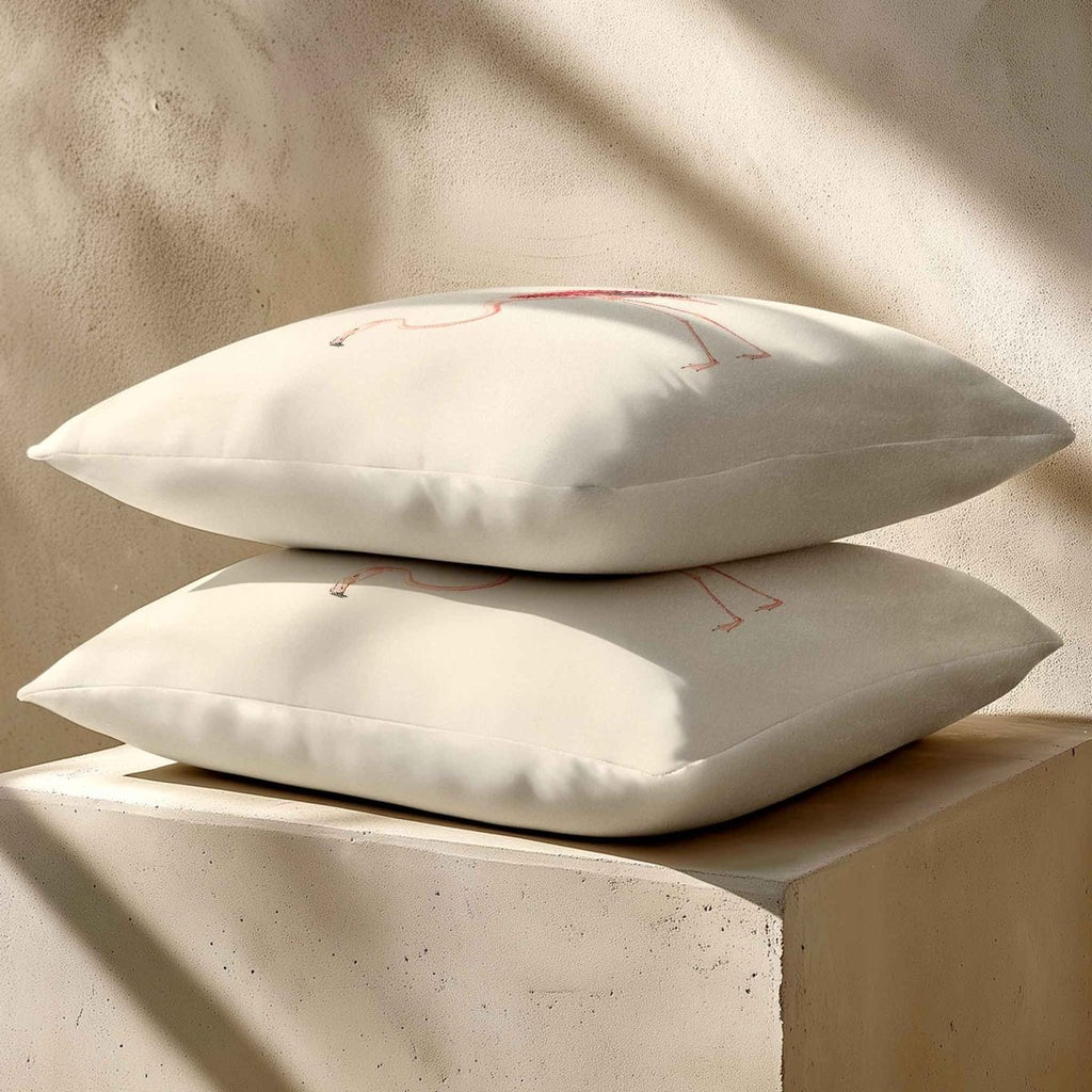 Flamingo | Sustainable Velvet Cushion - Ivory Cream 40 x 40 cm Piped by Izabela Peters