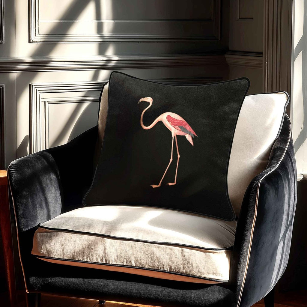 Flamingo | Sustainable Velvet Cushion - Charcoal 40 x 40 cm Piped by Izabela Peters