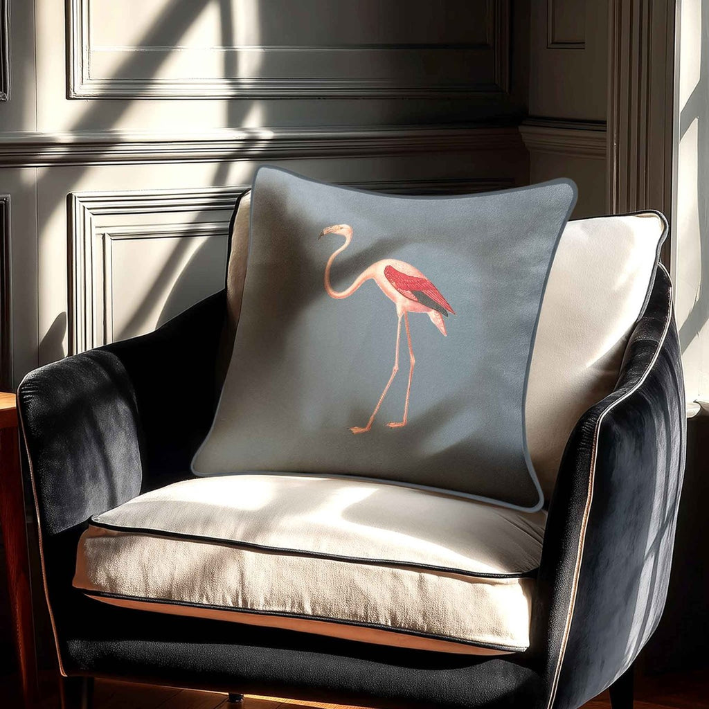 Flamingo | Sustainable Velvet Cushion - French Grey 40 x 40 cm Standard by Izabela Peters