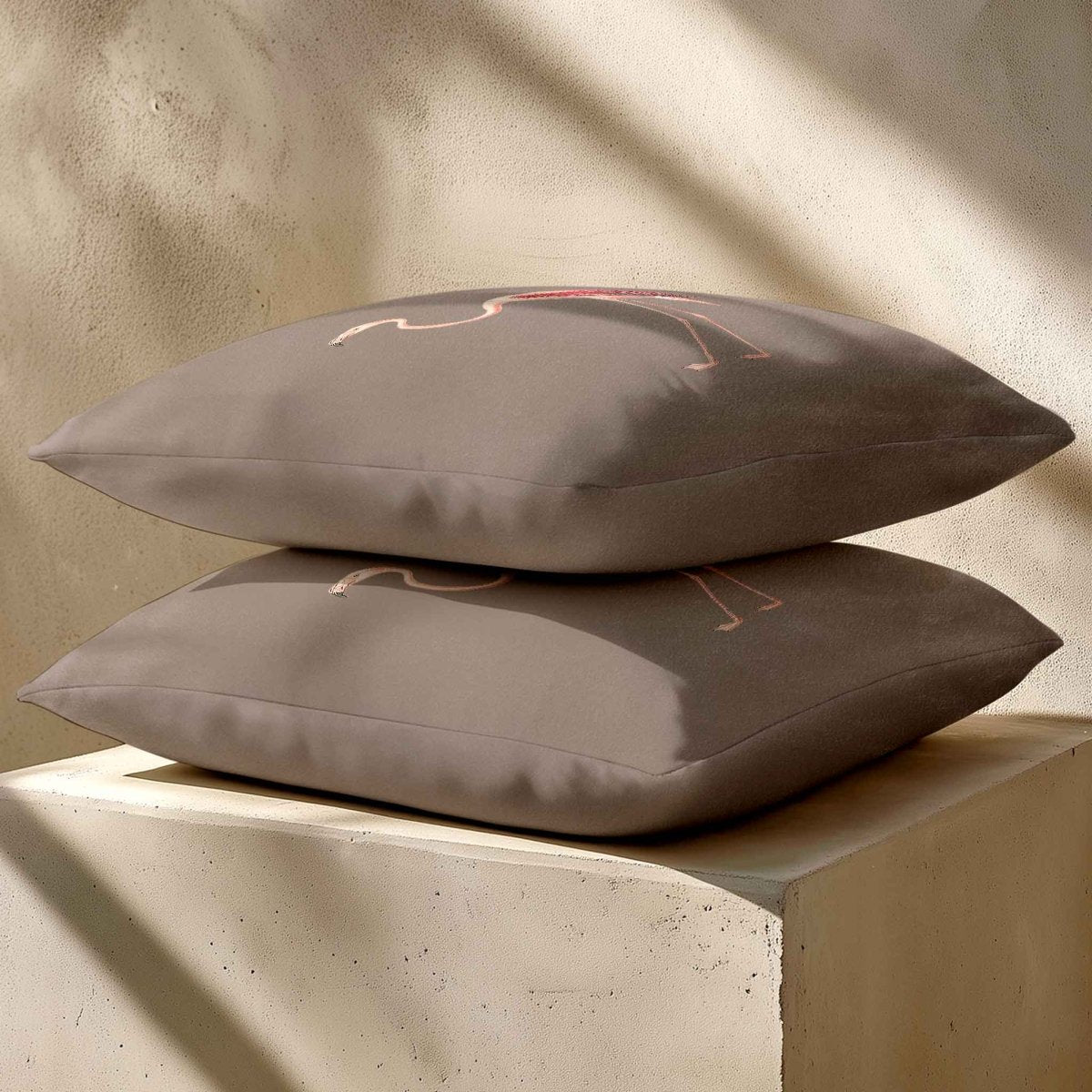 Flamingo | Sustainable Velvet Cushion - Dovedale Stone 40 x 40 cm Standard by Izabela Peters