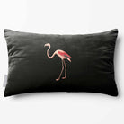 Flamingo | Sustainable Velvet Rectangle Cushion - Charcoal 50 x 30 cm Standard by Izabela Peters