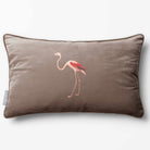 Flamingo | Sustainable Velvet Rectangle Cushion - Dovedale Stone 50 x 30 cm Piped by Izabela Peters