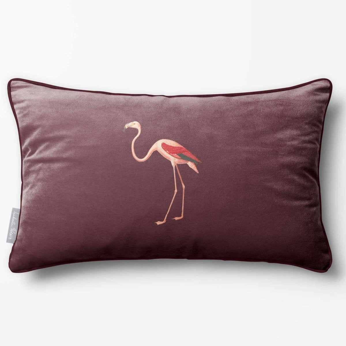 Flamingo | Sustainable Velvet Rectangle Cushion - Italian Grape 50 x 30 cm Piped by Izabela Peters